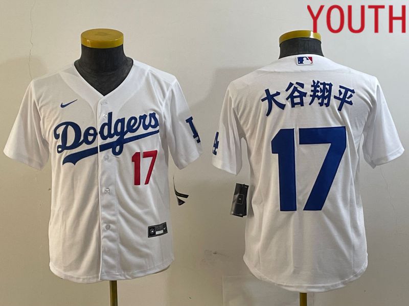 Youth Los Angeles Dodgers #17 Ohtani White Nike Game MLB Jersey style 4